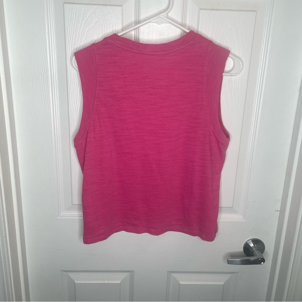 Faherty Sunwashed Slub Muscle Tank Organic Cotton In Cone Flower Pink S - Picture 3 of 9